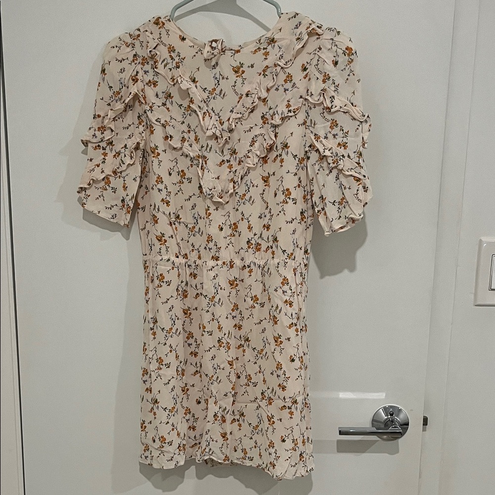 Reformation Cream Floral Mini Dress